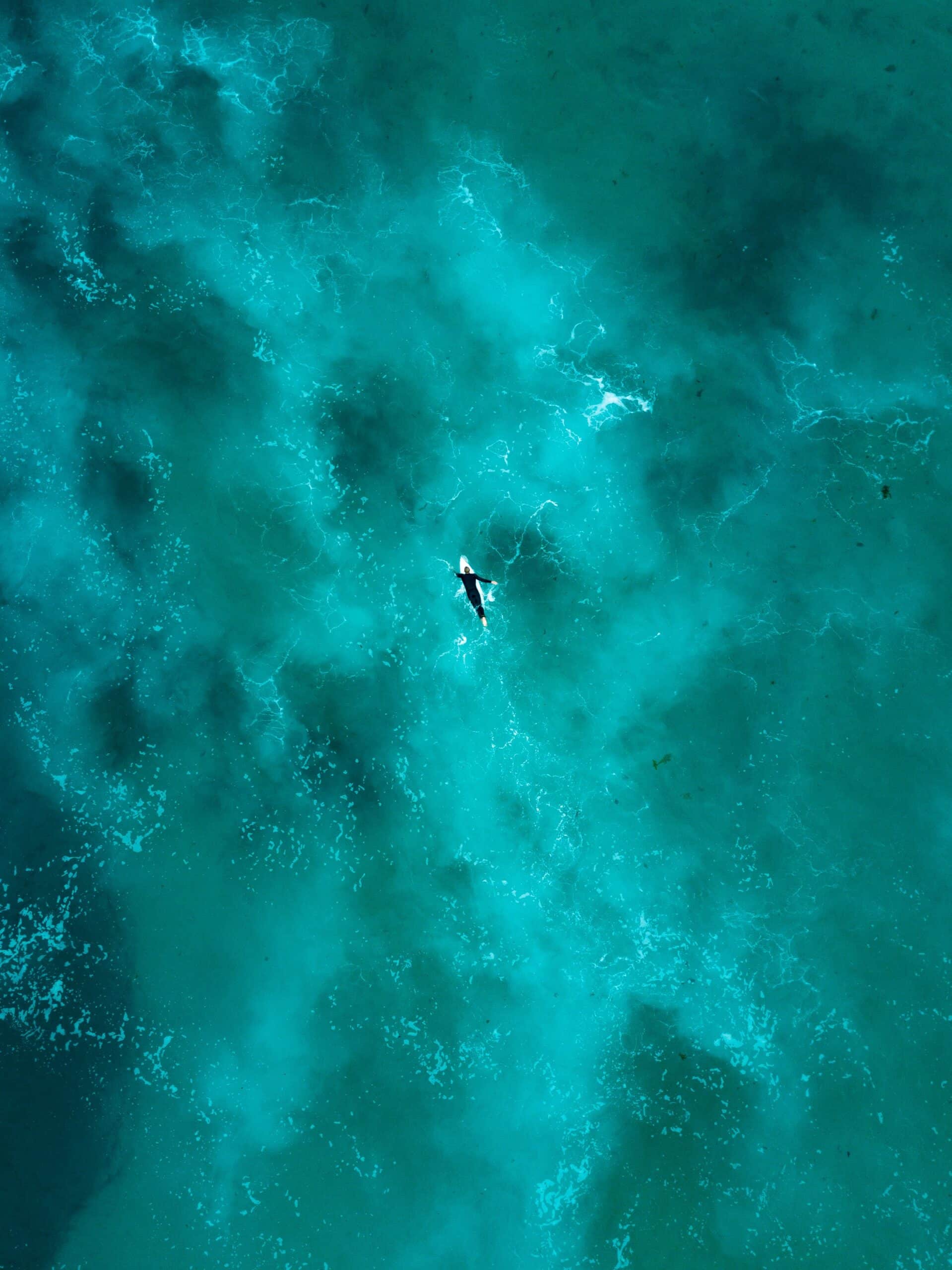 a person swimming in the water