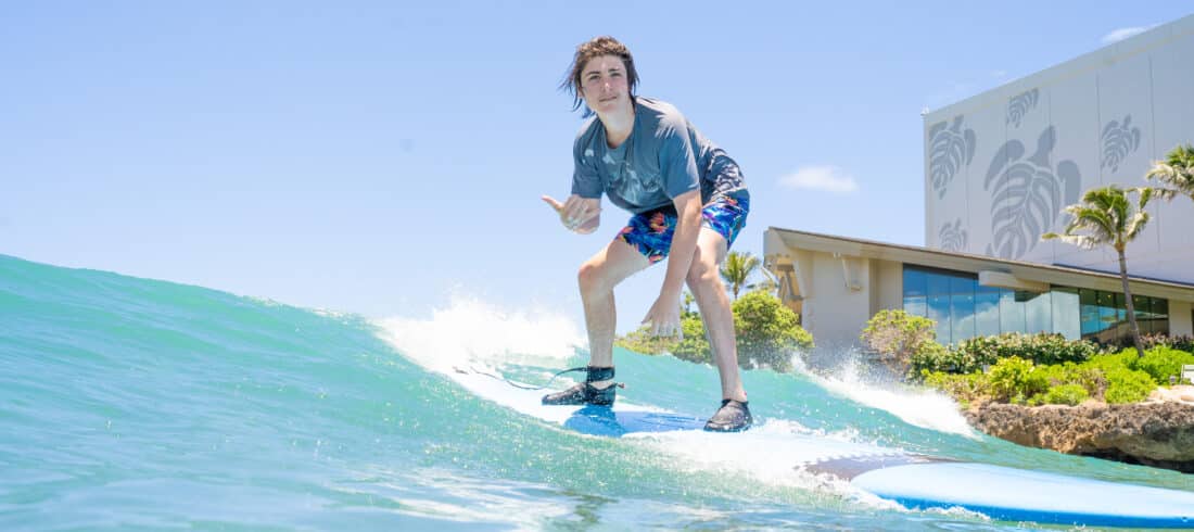 Surfing at the turtle bay resort
