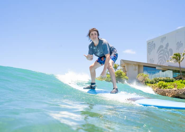 Surfing at the turtle bay resort